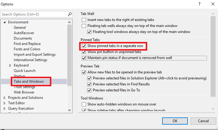 Pinned tabs in SQL Server Management Studio (SSMS) – Learn With Sundar