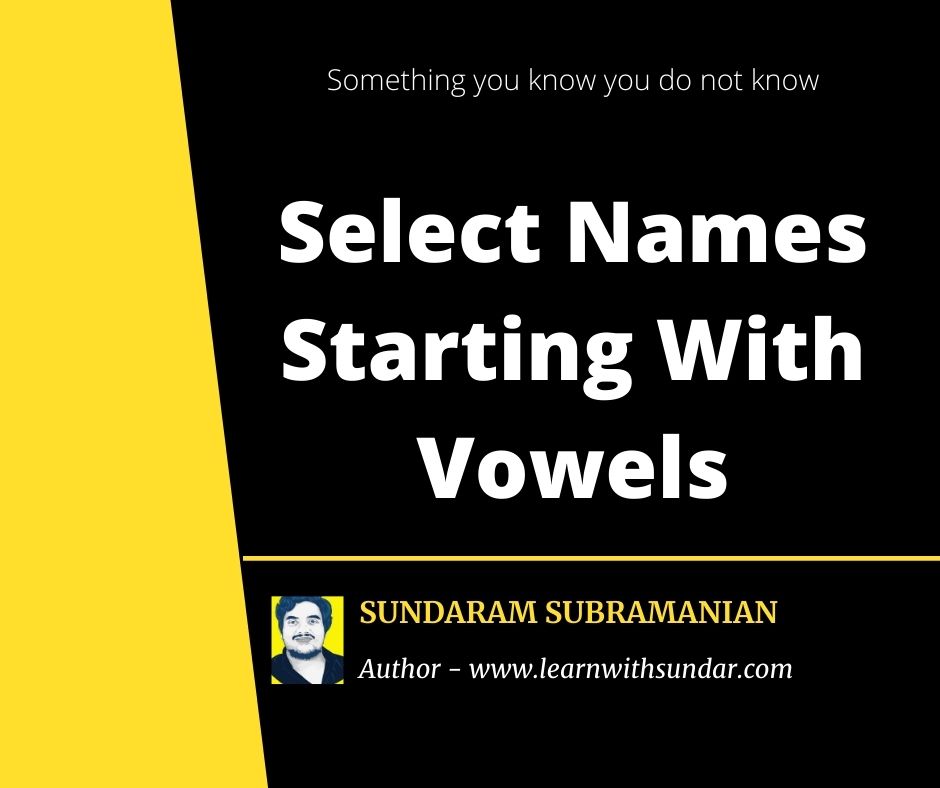 Select Names Starting With Vowels in MS SQL&nbsp;Server