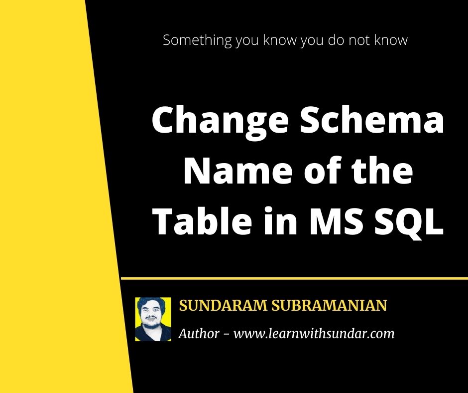 Change Schema Name Of Table In MS SQL&nbsp;Server