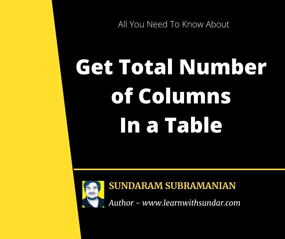 To Get Total Number of Columns In a Table In SQL&nbsp;Server